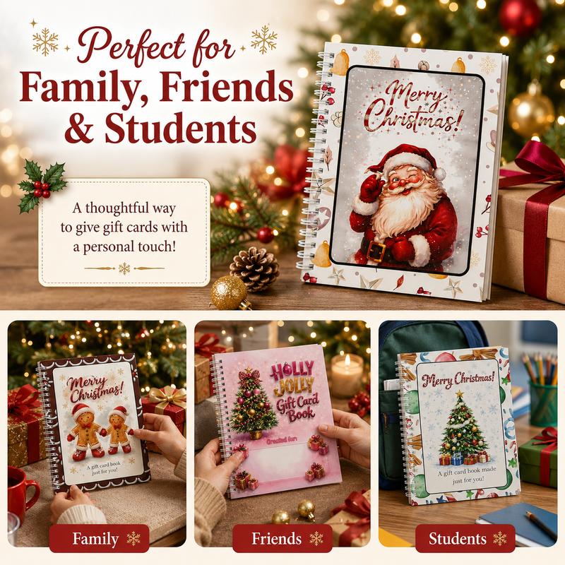 🎁70% OFF!!!-Ready for Christmas!🎅Christmas Gift Card Book, DIY Spiral-Bound Christmas Gift Card Holder Book🎁Personalized Xmas Gifts for Family, Festive & Party Supplies