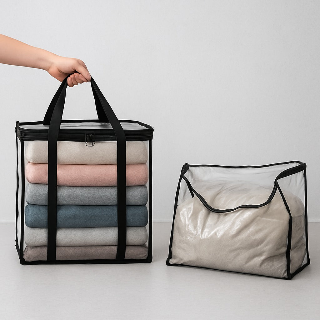 Large Clear Heavy Duty Storage Bin With Hinged Lid