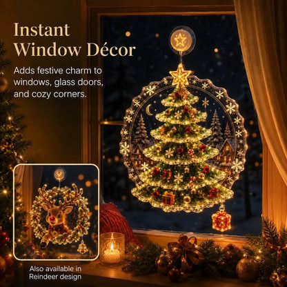 🏅 2026 Best Seller ✨🎄Lighted Christmas Window Decoration with Suction Cup Flat Version | Warm LED Window Light with Double-Layer Design & Multiple Festive Styles ✨