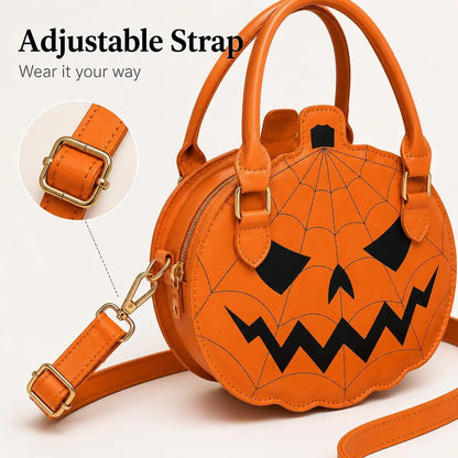 Spooky Jack‑O‑Lantern Pumpkin Crossbody Bag Novelty Spiderweb Stitching Handbag🎃