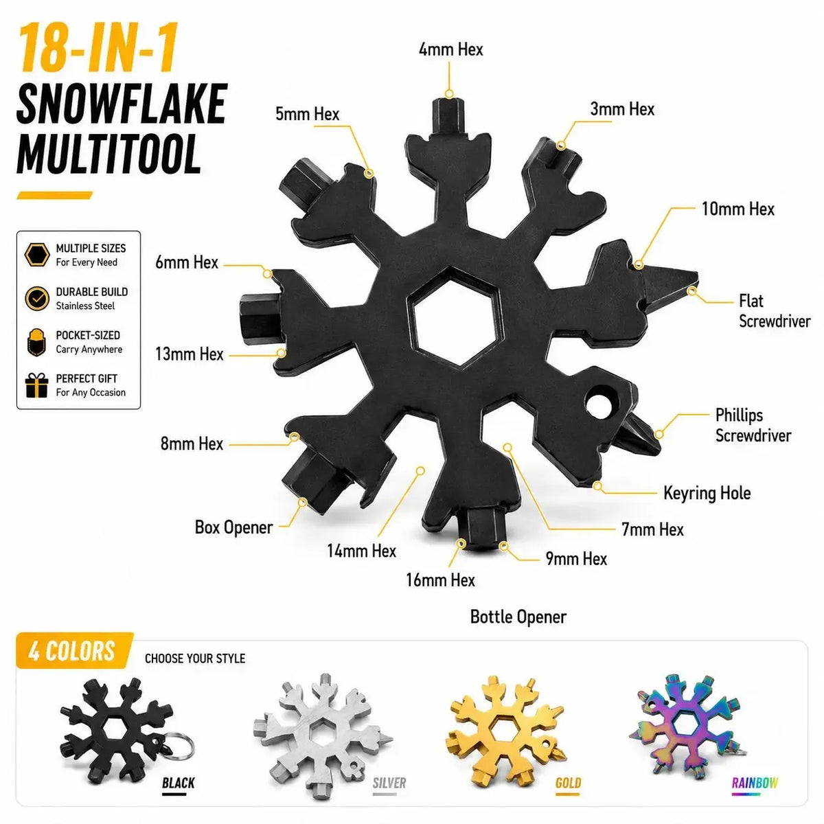 Viral 18‐in‐1 Snowflake Multi‐tool Stainless Steel Portable Wrench ❄️