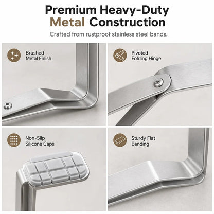 Foldable Stainless Steel Trash Bag Holder for Kitchen & Desktop