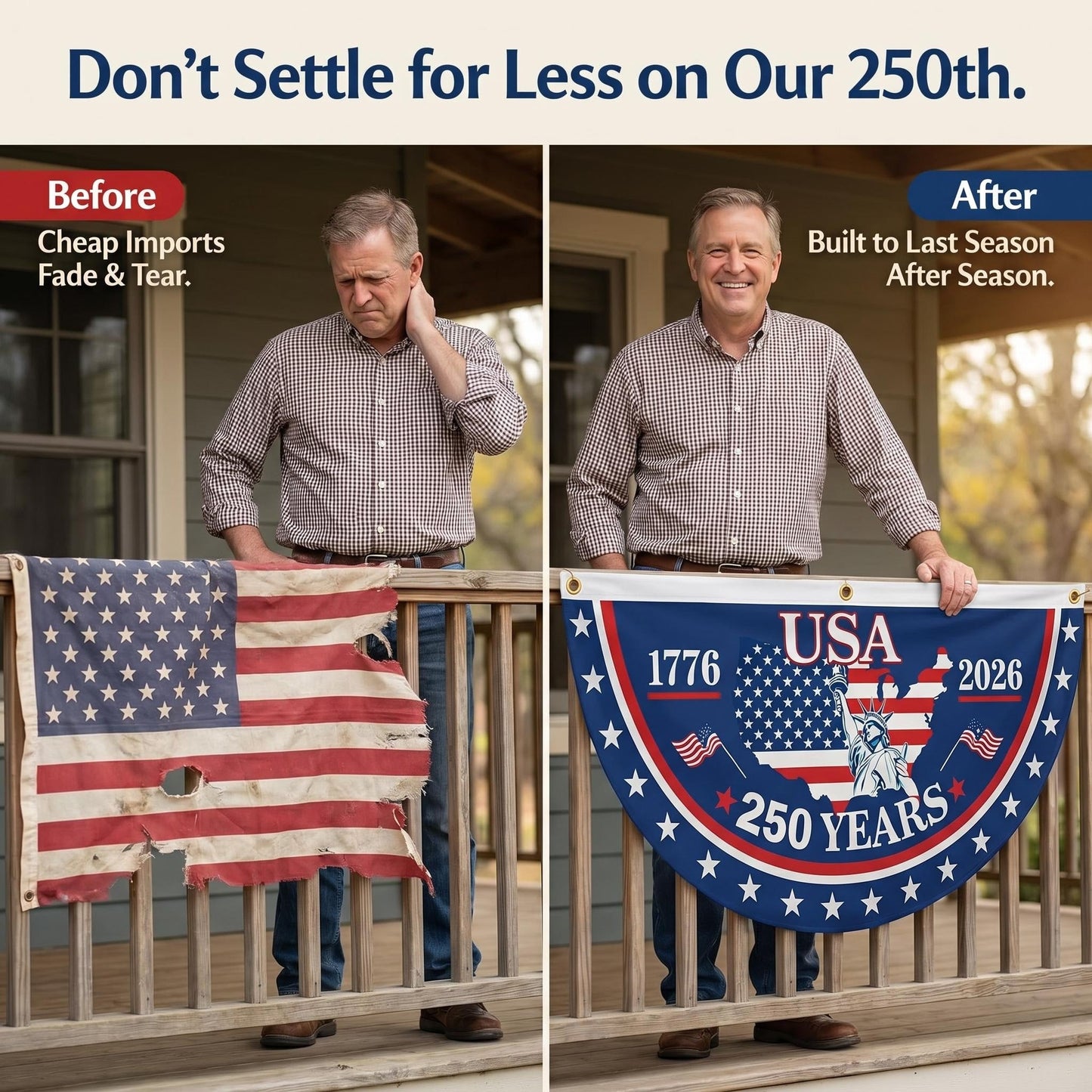 100% Veteran Owned / Handcrafted in USA-250th Anniversary Banner