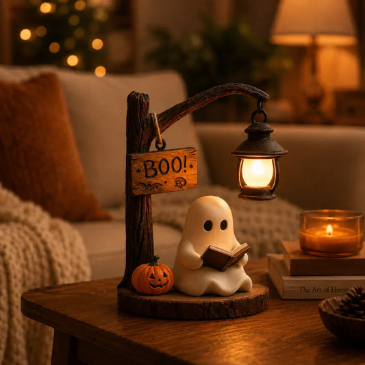 🎃 LIMITED-TIME-Lighted Boo Ghost Reading Tabletop Decor