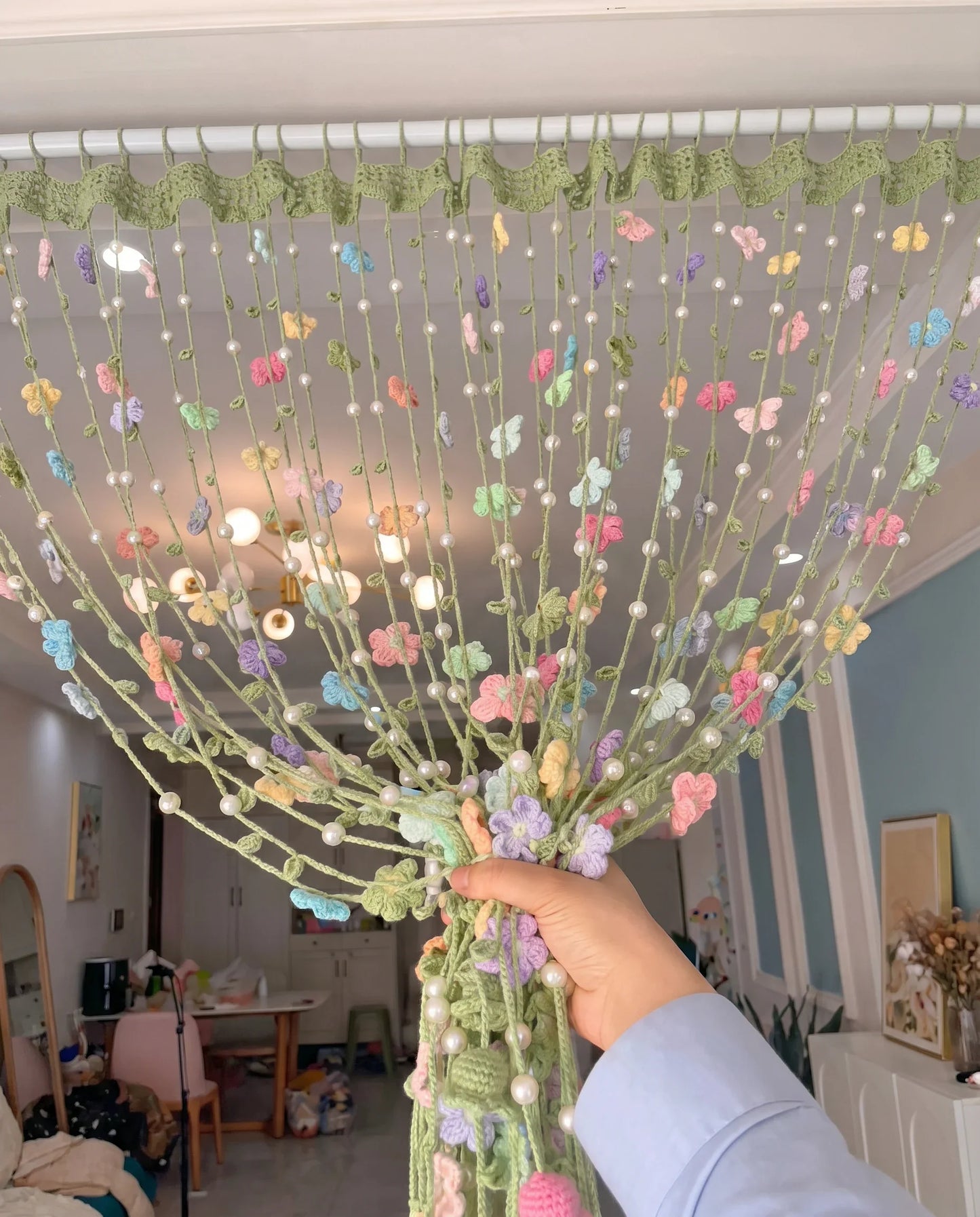 Handmade Crochet Flower Curtain