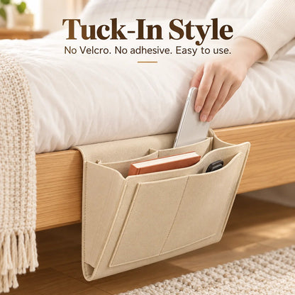 🛏️ Hanging Felt Bedside Caddy Organizer – 5-Pocket Mattress & Sofa Storage ✨
