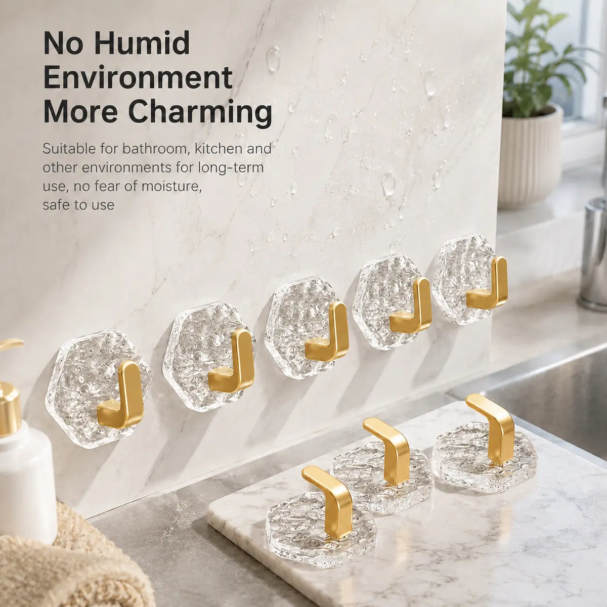10 Pack Adhesive Wall Hooks for Kitchen and Bathroom