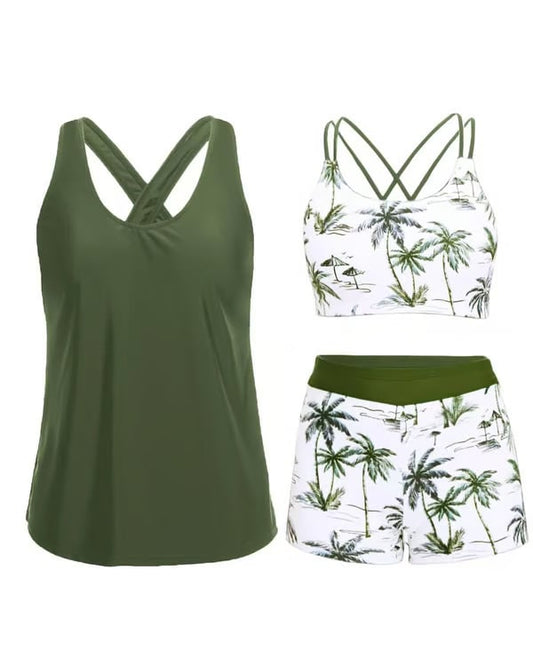 ⏰LAST DAY 49% OFF - 3 Piece Tankini with Shorts 🔥