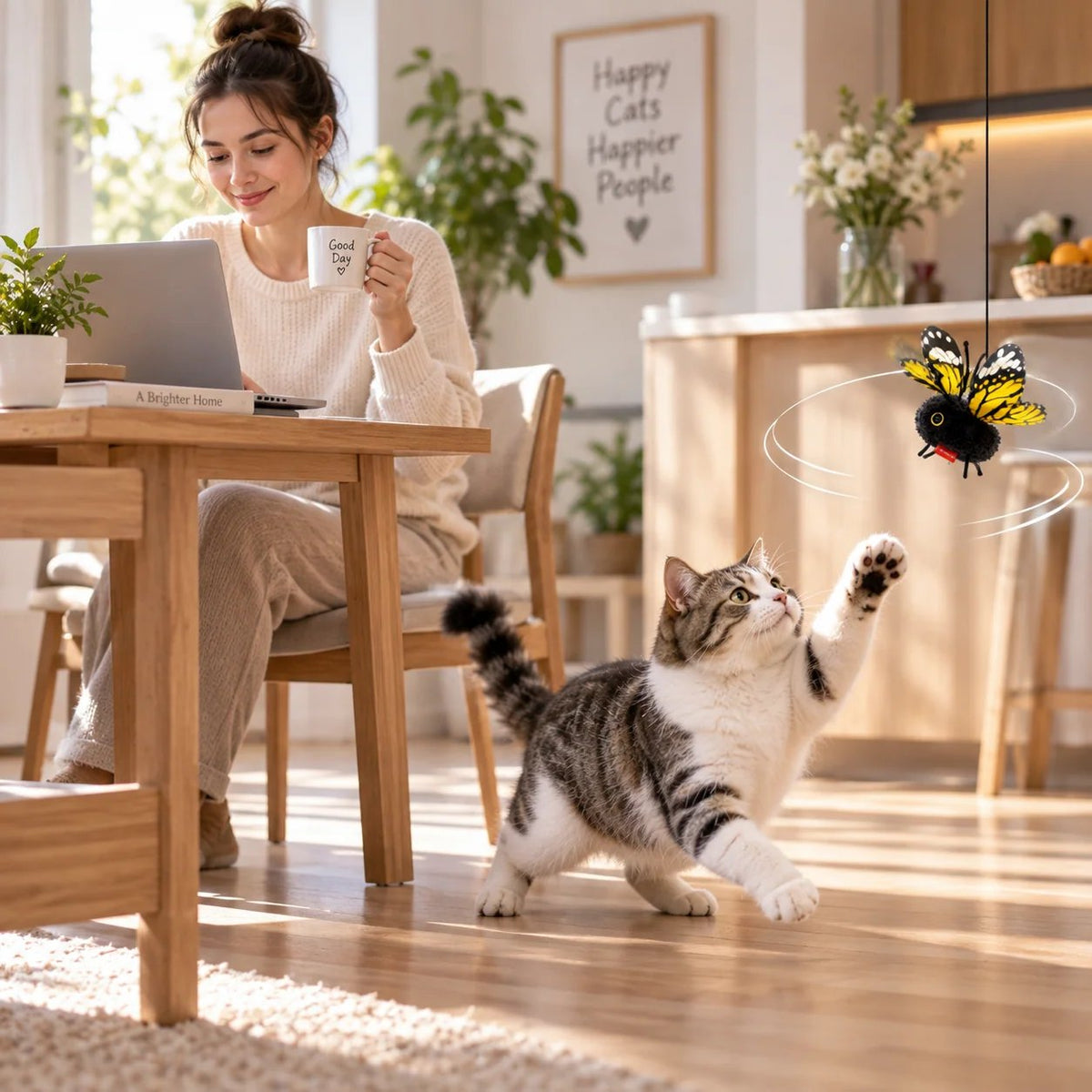 Interactive Electric Butterfly & Bluebird Cat Toy - 3 Flying Modes USB Rechargeable Teaser