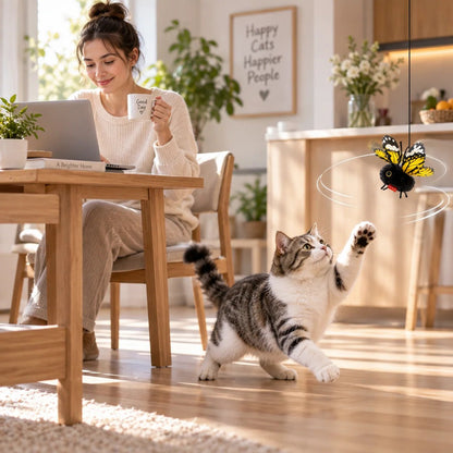 Interactive Electric Butterfly & Bluebird Cat Toy - 3 Flying Modes USB Rechargeable Teaser