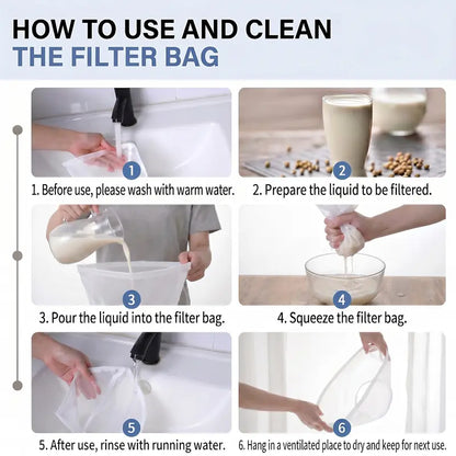3 Pcs Bowl-Shaped Nylon Nut Milk Bag, Reusable Strainer Bags 🥛