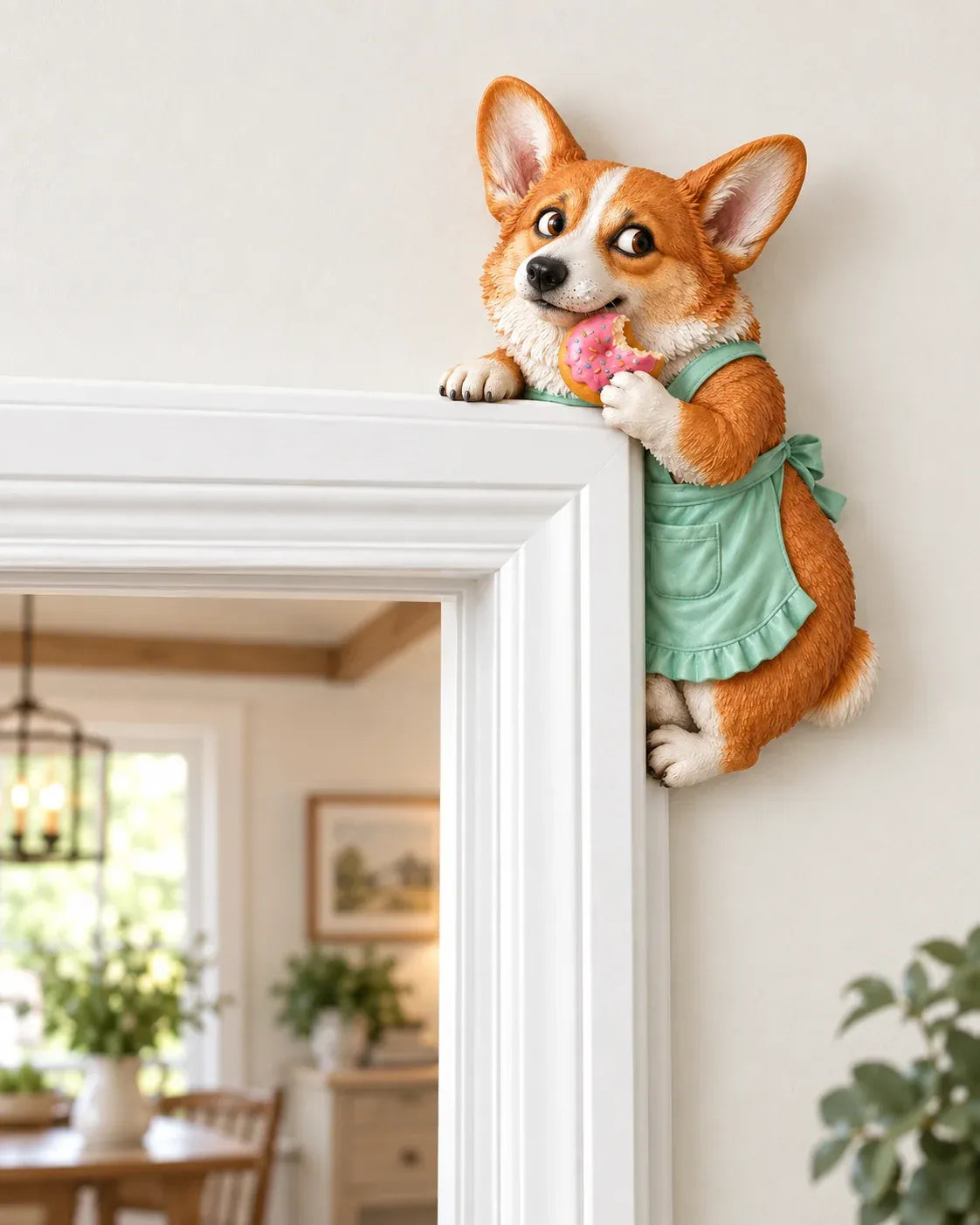 👀Adorable Corgi Door Frame Decor Funny Corner Wall Art