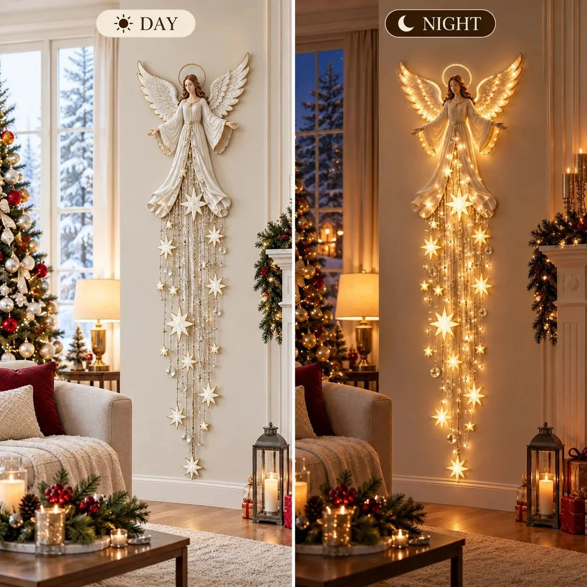 ✨🔥 Angel Blessing Starfall Wall LightTM – Heavenly Christmas Wall Decor