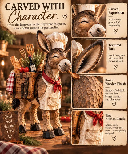 🫏 The Stubborn Little Chef — Carved Kitchen Donkey Figurine 🎁