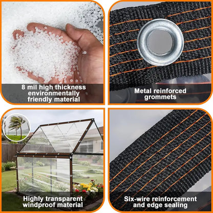 7x10FT Heavy Duty Waterproof PE Tarp Cover - Rainproof Tarp with Metal Grommets, Reinforced Edges & Fasteners for Balcony, Greenhouse, Plant Shield & Outdoor Storage