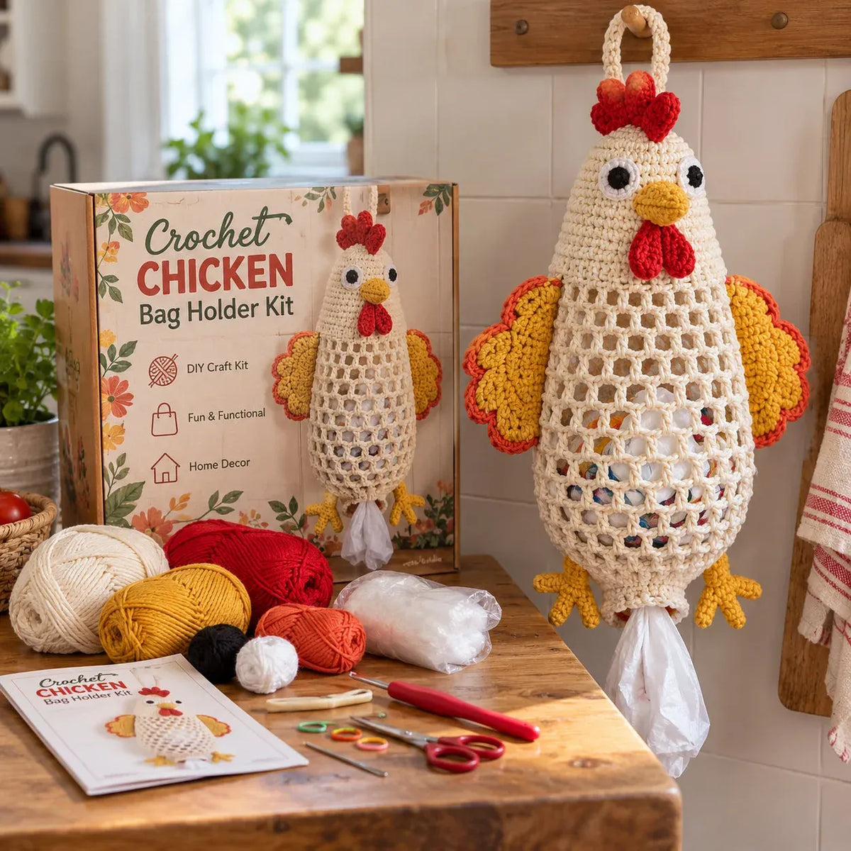 🔥LAST DAY 49% OFF – 🌼 Cottage Harvest KeepersTM — Crochet Animal Bag Holder DIY Kit | 11 Adorable Designs