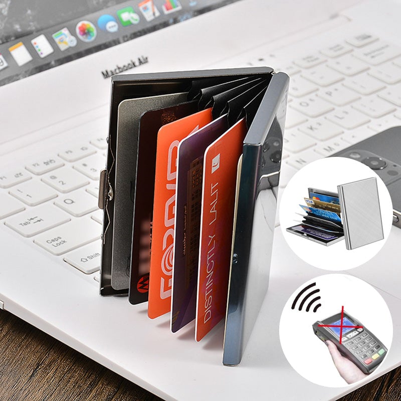 💸 Price Drop! 💰RFID-blocking card holder – stainless steel, slim design, 3 capacities. 📇✨
