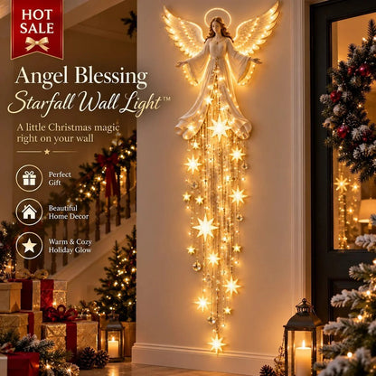 ✨🔥 Angel Blessing Starfall Wall LightTM – Heavenly Christmas Wall Decor