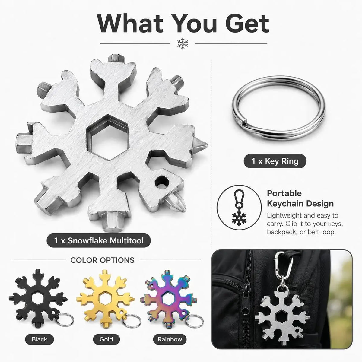 Viral 18‐in‐1 Snowflake Multi‐tool Stainless Steel Portable Wrench ❄️
