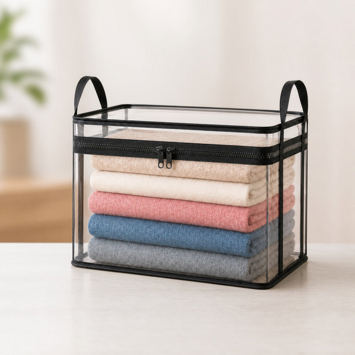 Large Clear Heavy Duty Storage Bin With Hinged Lid