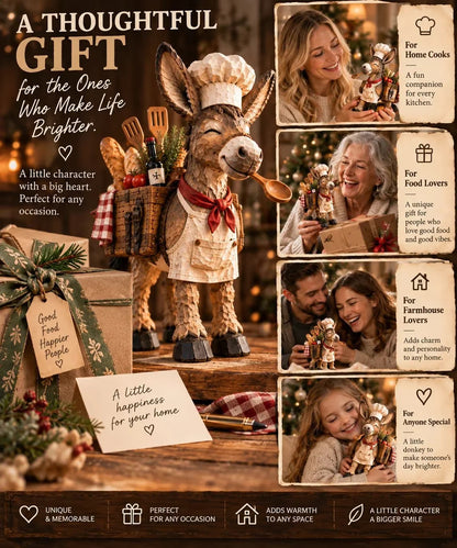 🫏 The Stubborn Little Chef — Carved Kitchen Donkey Figurine 🎁