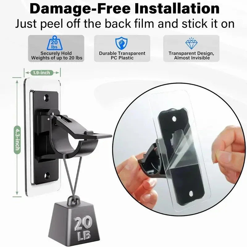 2-Pack No-Drill Curtain Rod Brackets, Self-Adhesive Multifunctional Acrylic Gel Rod Holder Hooks 🏠