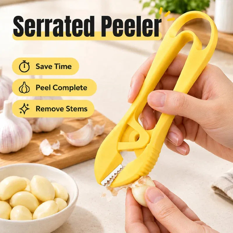 Manual Garlic Peeler with Serrated Jaws