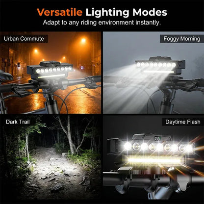 🚴💡 30-LED Dual Beam Cycling Light – 7 Modes, Digital Battery Display & USB-C Rechargeable