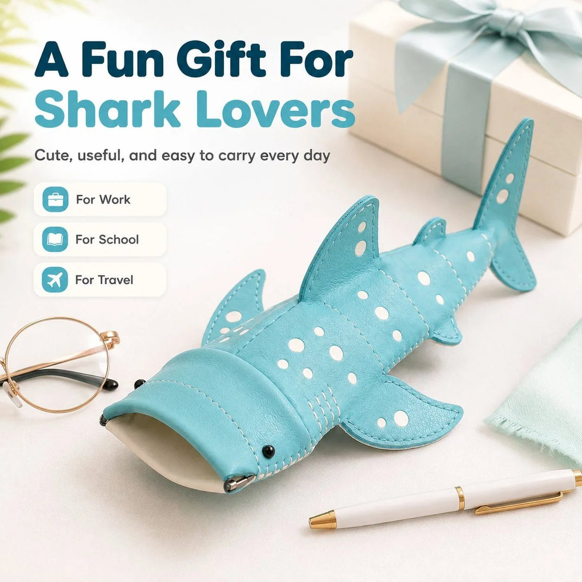 🔥Last Day 49% OFF - 🦈🌊Cute Shark Glasses Case | Shark-Shaped Storage Pouch For Everyday Essentials