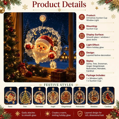 🏅 2026 Best Seller ✨🎄Lighted Christmas Window Decoration with Suction Cup Flat Version | Warm LED Window Light with Double-Layer Design & Multiple Festive Styles ✨