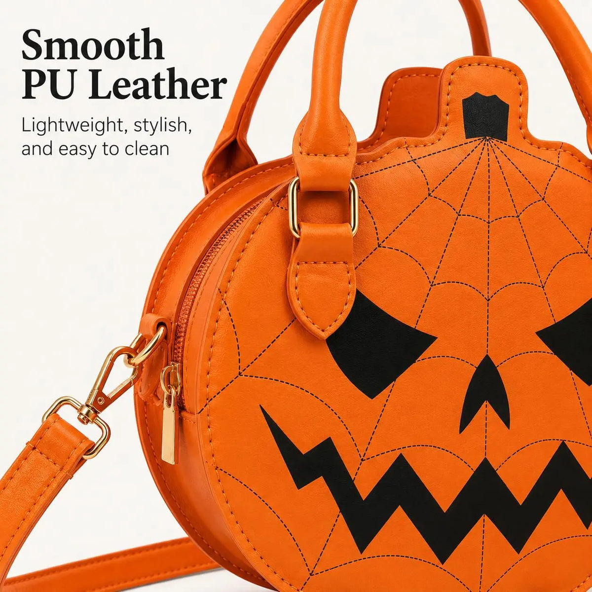 Spooky Jack‑O‑Lantern Pumpkin Crossbody Bag Novelty Spiderweb Stitching Handbag🎃