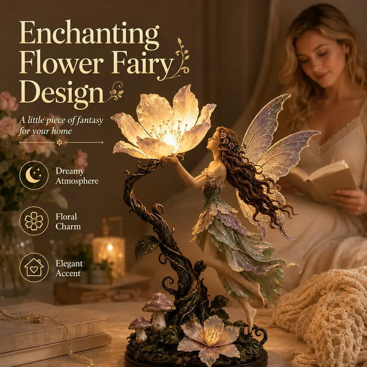 🌙 ✨ Fairy Flower Night Light – Modern Decorative LED Lamp For Cozy Home Space