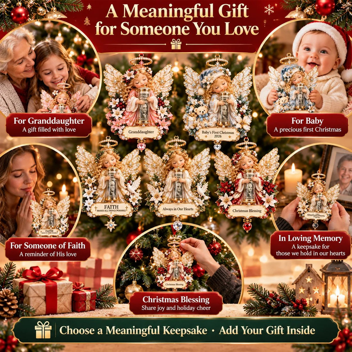 👼🎄 Christmas Angel Cash Holder Ornament