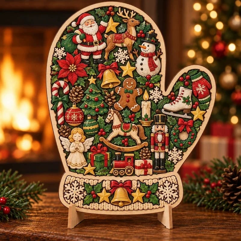 ⏳ Last Day 49% OFF – 🎄 20 cm Christmas Wooden Puzzle with Stand | 9 Festive Designs to Build & Display 🧩