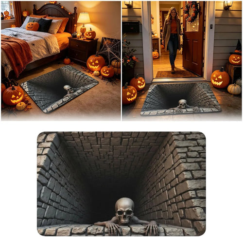 🎃 Halloween Skeleton 3D Illusion Floor Mat