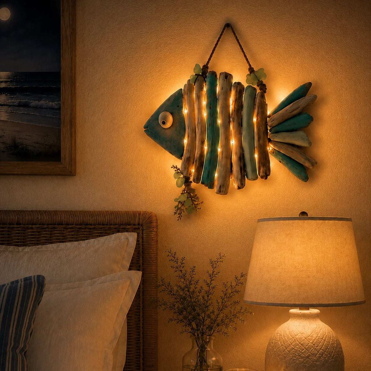 😍2D Lighted Coastal Fish Wall Decor-30*26cm